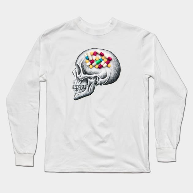 Addiction Skull Medicines - art by ben heine Long Sleeve T-Shirt by benheineart